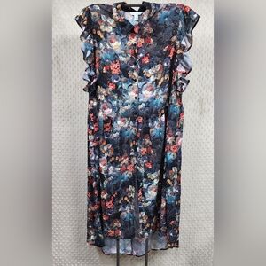 Boutique Floral Tunic Blouse Ruffled Cap Sleeve NWOT Size 2X